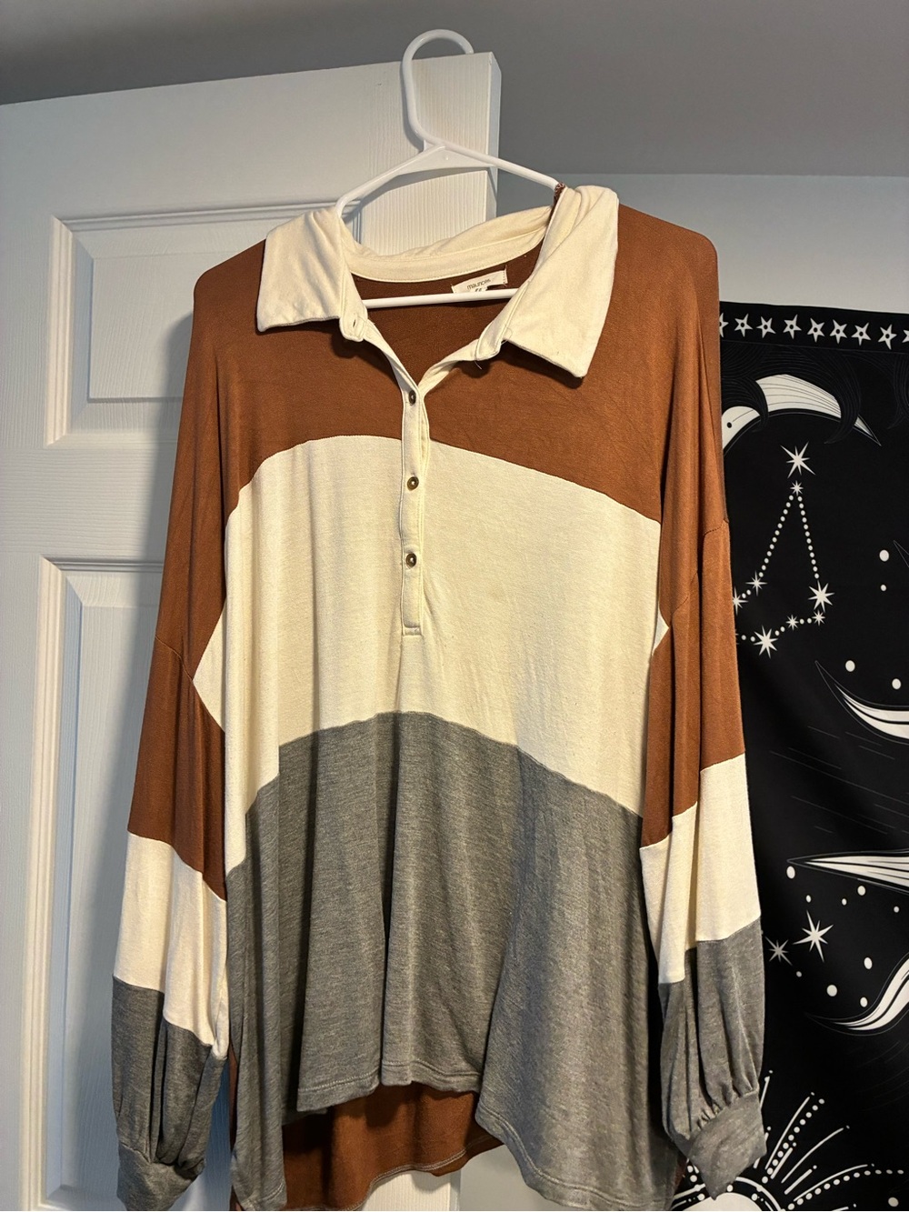Maurices Colorblock Polo Top in Brown and Cream